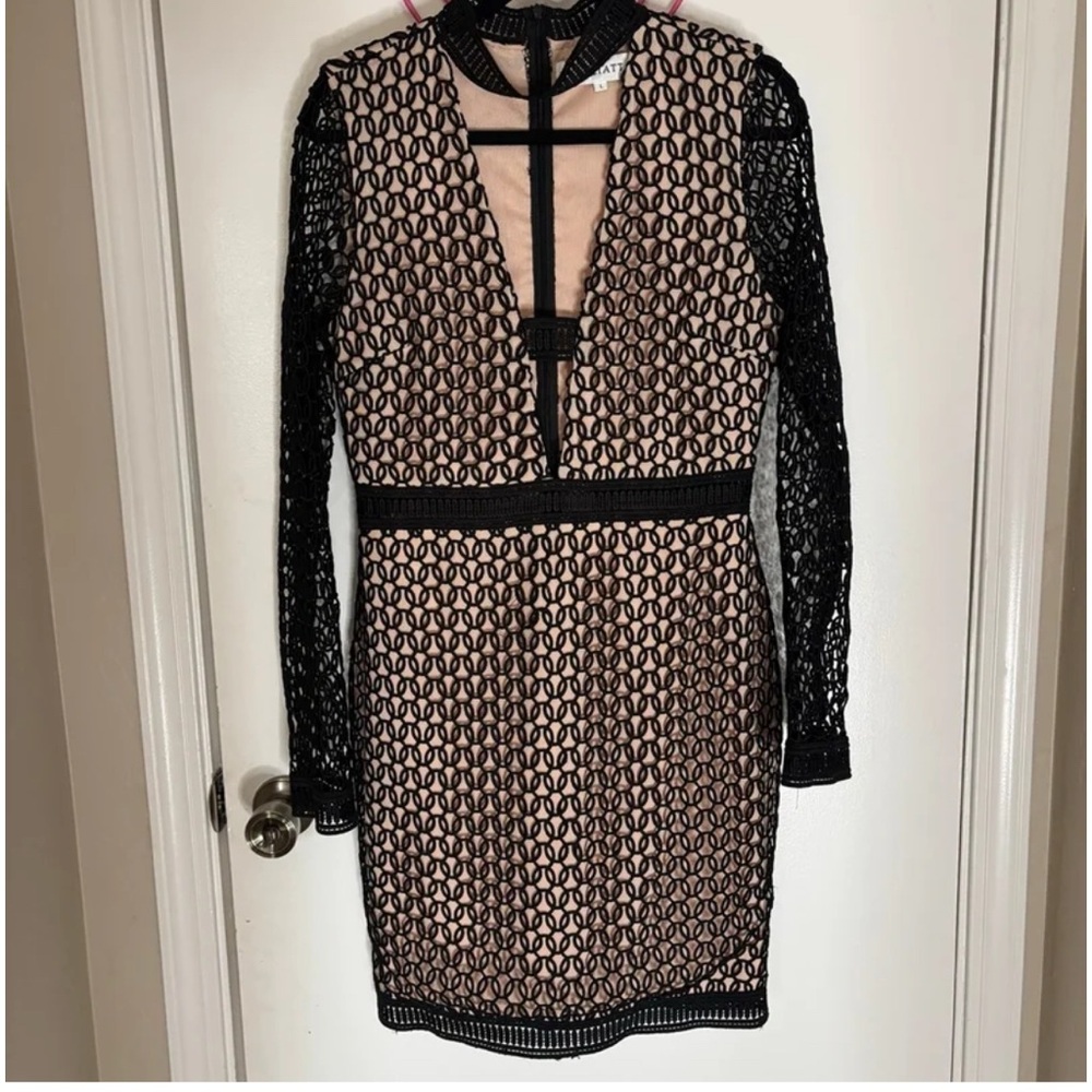 ELLIATT Chic Black and Tan Mesh Dress
